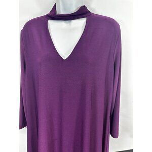 Clara Sun Woo Top  Large Tunic Purple  Blouse Keyhole Necklace